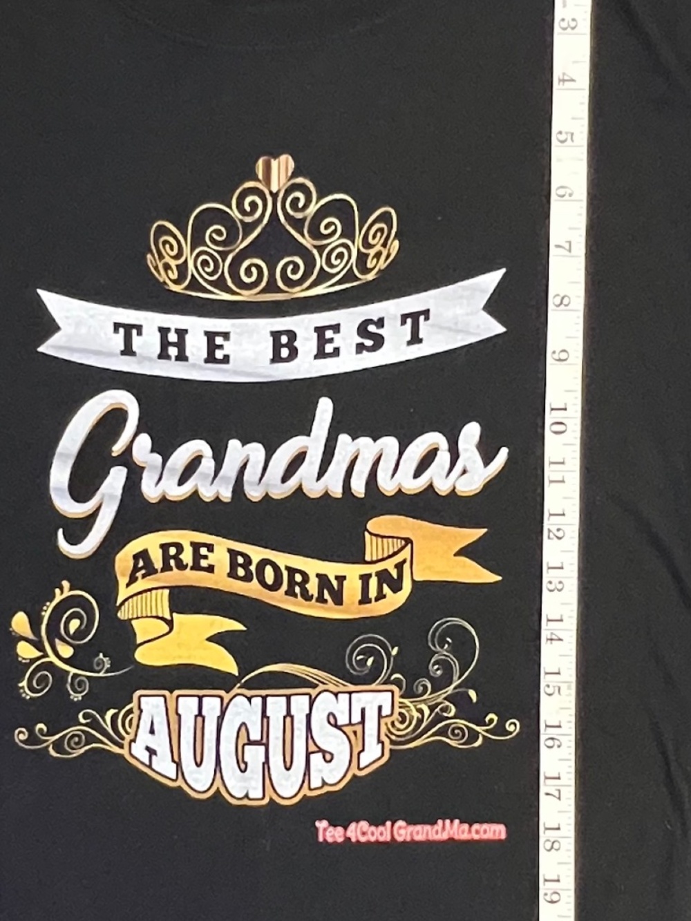 Gildan The Best Grandmas Are Born In August Black Graphic T-Shirt Crown Size M